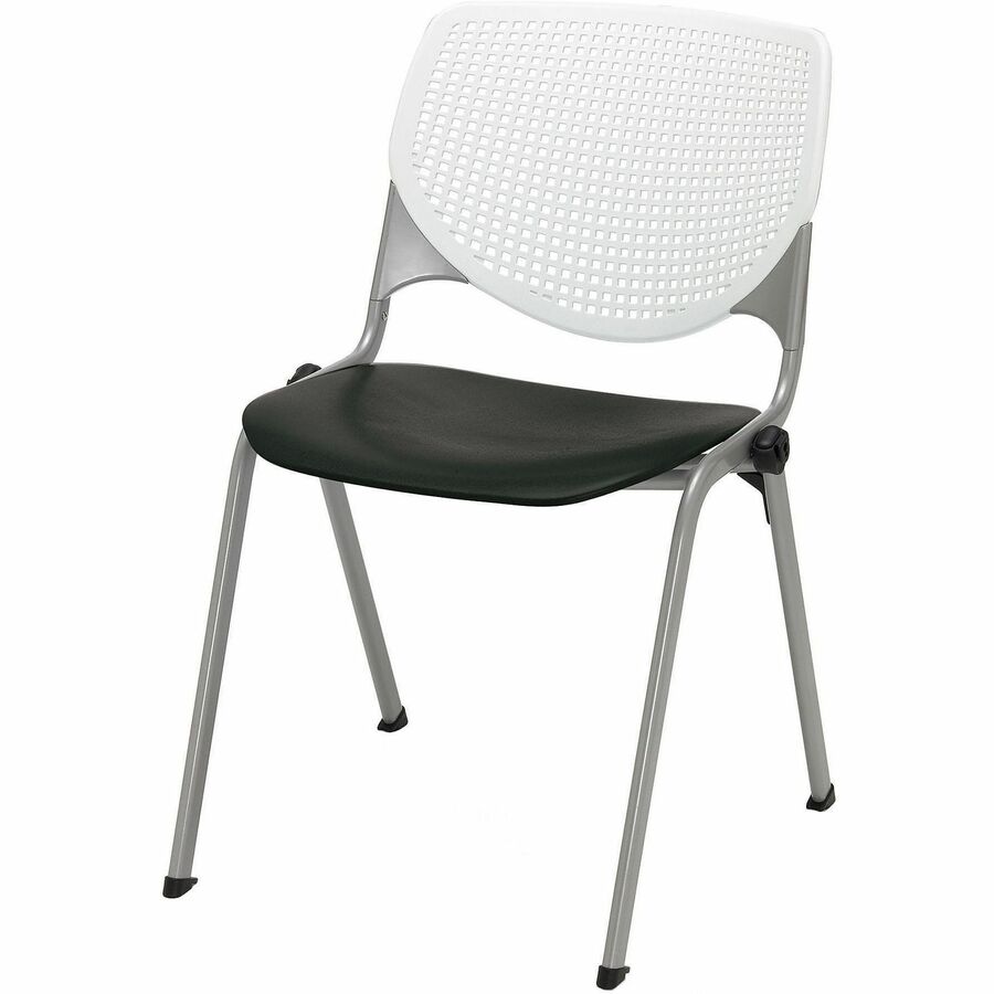 KFI Stacking Chair - Polypropylene Seat Material - Polypropylene Back Material - Steel Frame Material - Four-legged Base - White, Black - 1 Each