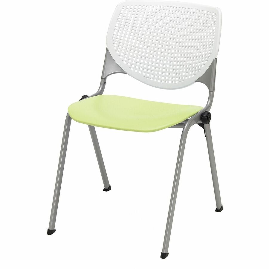 KFI Stacking Chair - Polypropylene Seat Material - Polypropylene Back Material - Steel Frame Material - Four-legged Base - White, Lime Green - 1 Each