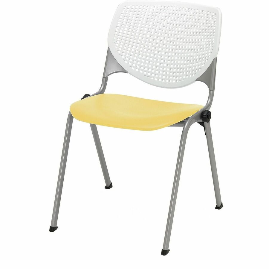 KFI Stacking Chair - Polypropylene Seat Material - Polypropylene Back Material - Steel Frame Material - Four-legged Base - White, Yellow - 1 Each