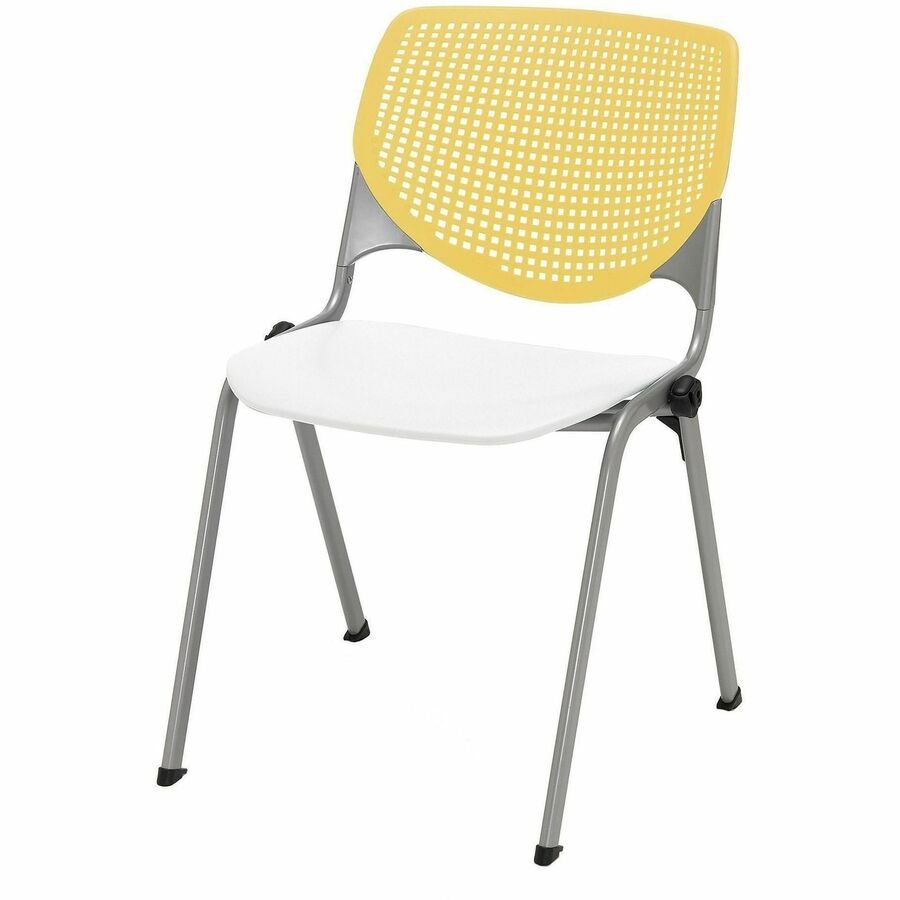 KFI Stacking Chair - Polypropylene Seat Material - Polypropylene Back Material - Steel Frame Material - Four-legged Base - Yellow, White - 1 Each
