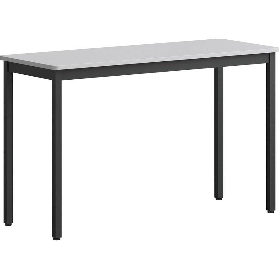 Lorell Utility Table - Gray Rectangle, Laminated Top - Powder Coated Black Base - 500 lb Capacity - 47.25" Table Top Width x 18.13" Table Top Depth - 30" Height - Multipurpose - Assembly Required - Melamine Top Material - Steel Base Material - Steel Fr...