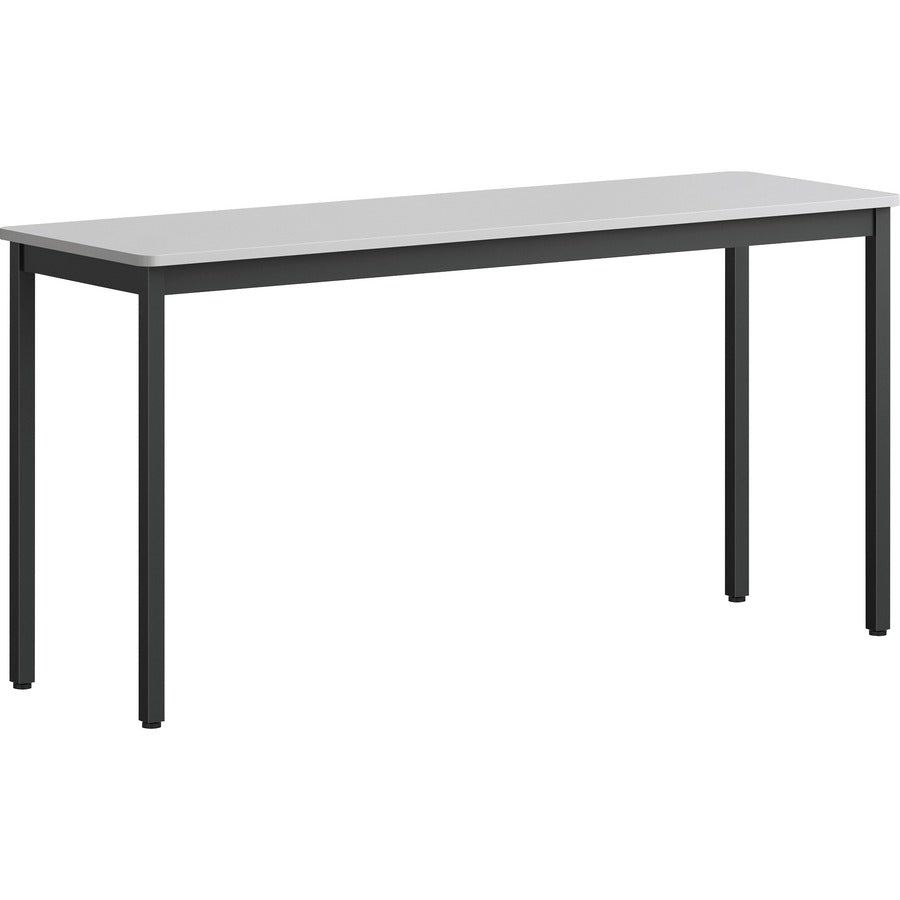 Lorell Utility Table - Gray Rectangle, Laminated Top - Powder Coated Black Base - 500 lb Capacity - 59.87" Table Top Width x 18.13" Table Top Depth - 30" Height - Assembly Required - Melamine Top Material - 1 Each