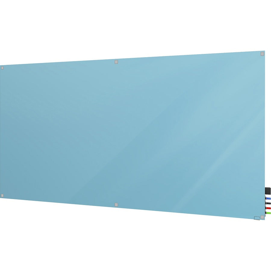 Ghent Harmony Dry Erase Board - 60" (5 ft) Width x 48" (4 ft) Height - Tempered Glass Surface - Blue Back - Square - Magnetic - 1 Each