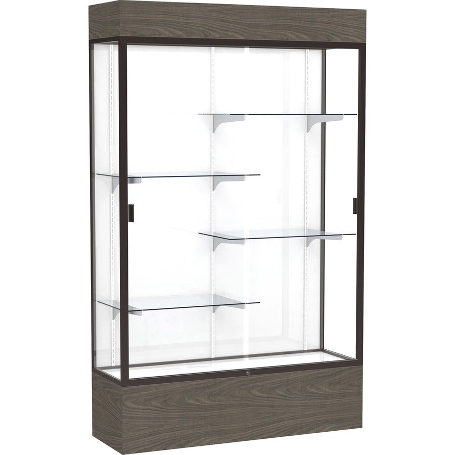 Waddell Reliant Display Cabinet - 48" Width x 16" Depth x 80" Height - 4 x Shelf(ves) - Sliding Door(s) - Durable, Adjustable Shelf, Lockable, LED Light - Assembly Required - TAA Compliant