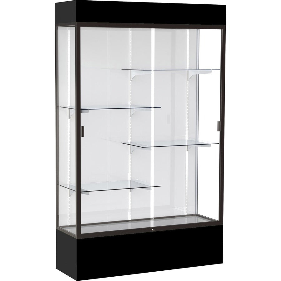 Waddell 4' (48"W) Floor Case - 48" Width x 16" Depth x 80" Height - 4 x Shelf(ves) - Sliding Door(s) - Adjustable Shelf, Lockable, LED Light, Sturdy, Leveler - Assembly Required - TAA Compliant