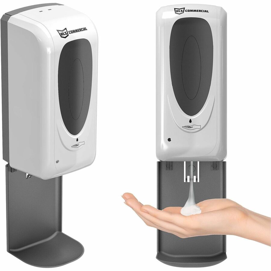HLS Commercial Wall Mount Sensor Sanitizer Dispenser - Automatic - 1.06 quart Capacity - Support 4 x C Battery - Wall Mountable, Touch-free, Refillable, Hygienic, Durable, Heat Resistant, Chemical Resistant, Impact Resistant - Silver - 1 Each