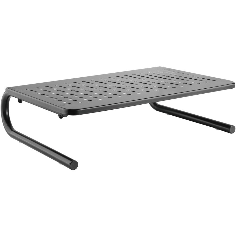 Lorell Monitor/Laptop Stand - 20 lb Load Capacity - 5.50" Height x 14.50" Depth - Desktop - Steel - Black - For Monitor, Notebook - Ventilated, Rubber Pad, Non-skid