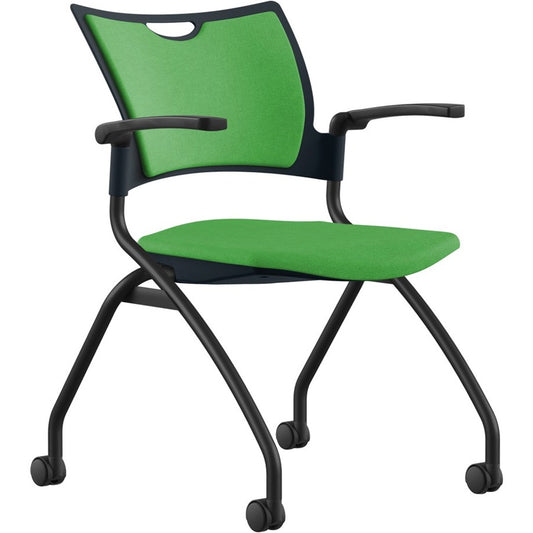 9 to 5 Seating Bella Fixed Arms Mobile Nesting Chair - Latte Seat Color - Thermoplastic Seat Material - Latte Back Color - Thermoplastic Back Material - Powder Coated, Black Frame Color - Four-legged Base - 1 Each