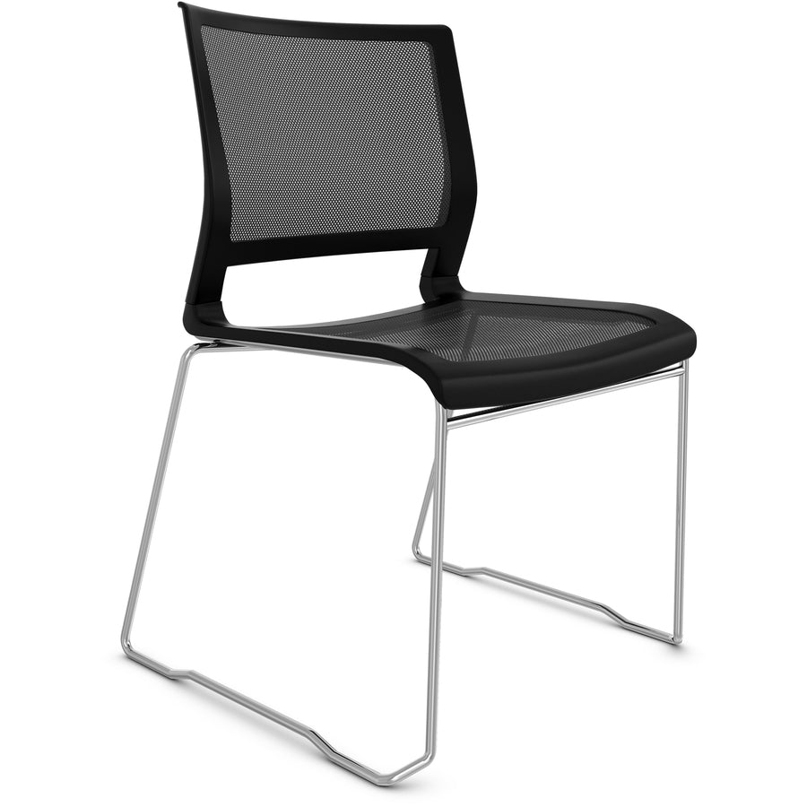 9 to 5 Seating Kip Stack Chair - Black Seat Color - Chrome Frame Color - Sled Base - 1 Each