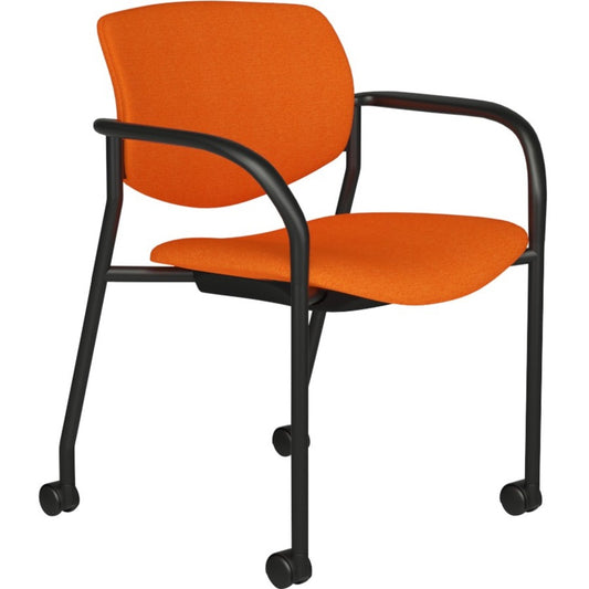 9 to 5 Seating Shuttle Mobile Stack Chair - Latte Seat Color - Plastic Seat Material - Latte Back Color - Plastic Back Material - Black Frame Color - Four-legged Base - 1 Each