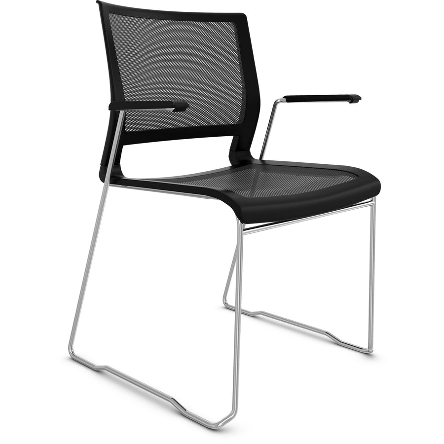 9 to 5 Seating Kip Stack Chair - Black Seat Color - Chrome Frame Color - Sled Base - 1 Each