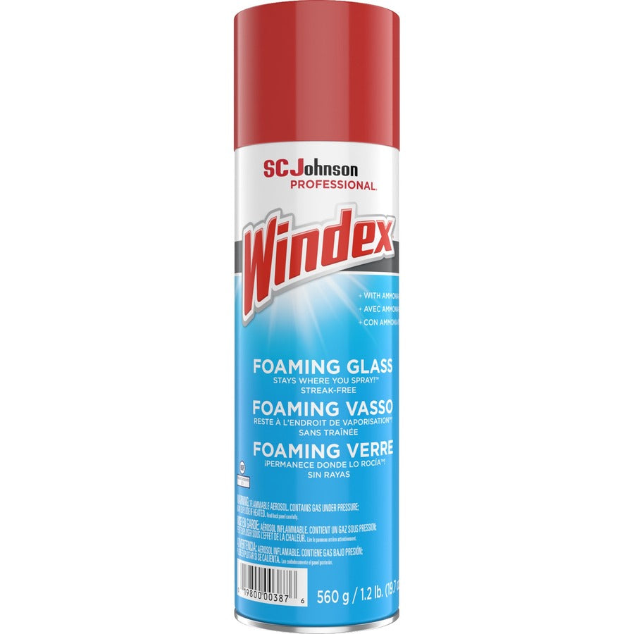 Windex&reg, Foaming Glass Cleaner - 19.7 fl oz (0.6 quart) - Streak-free, Versatile, Drip-free - White - 6 / Carton