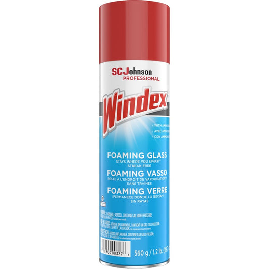 Windex, Foaming Glass Cleaner - 19.7 fl oz (0.6 quart) - Streak-free, Versatile, Drip-free - White - 6 / Carton