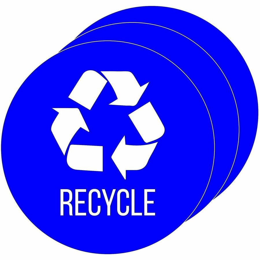 HLS Commercial Refuse Bin Icon Sticker - Waterproof - Compost - 1/10" Height x 4" Width x 4" Length x 4" Diameter - Removable Adhesive - Circle - Glossy - Blue - Vinyl - Laminated - 3 / Carton