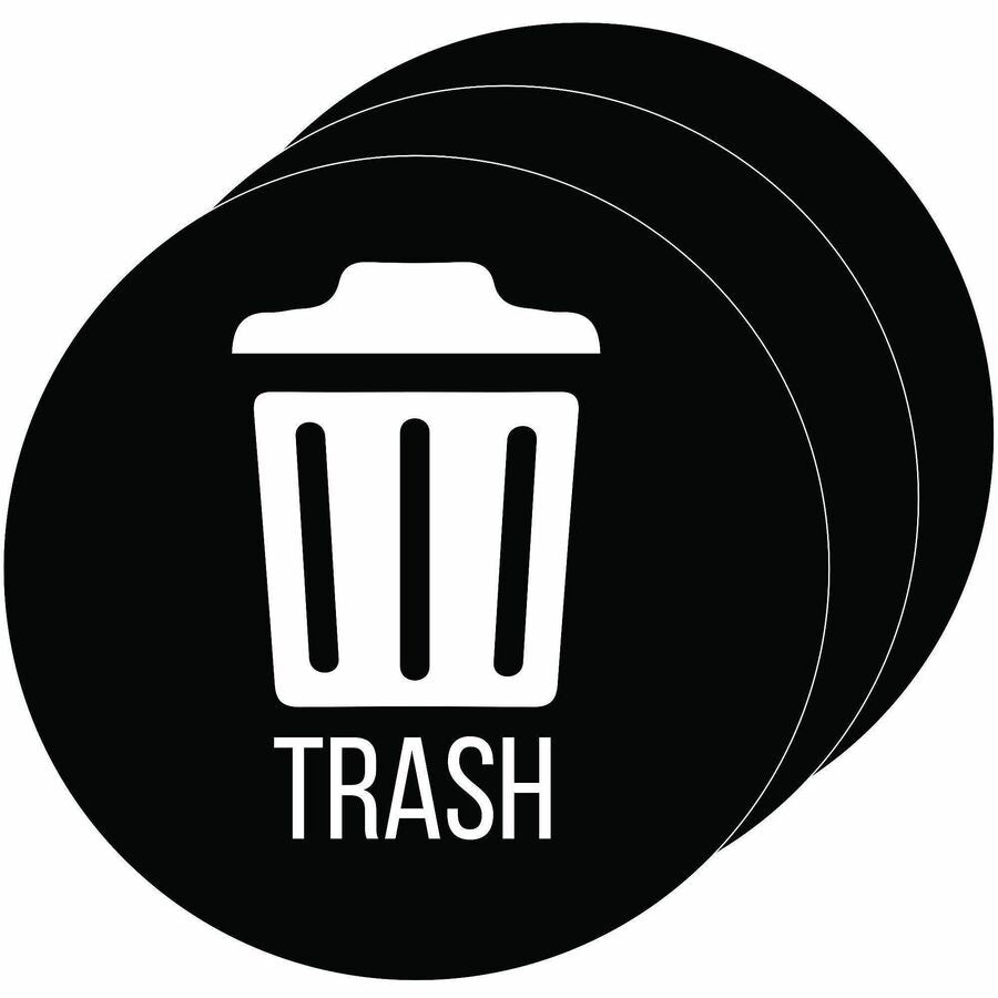 HLS Commercial Refuse Bin Icon Sticker - Waterproof - Compost - 1/10" Height x 4" Width x 4" Length x 4" Diameter - Removable Adhesive - Circle - Black - Vinyl - Laminated - 3 / Carton