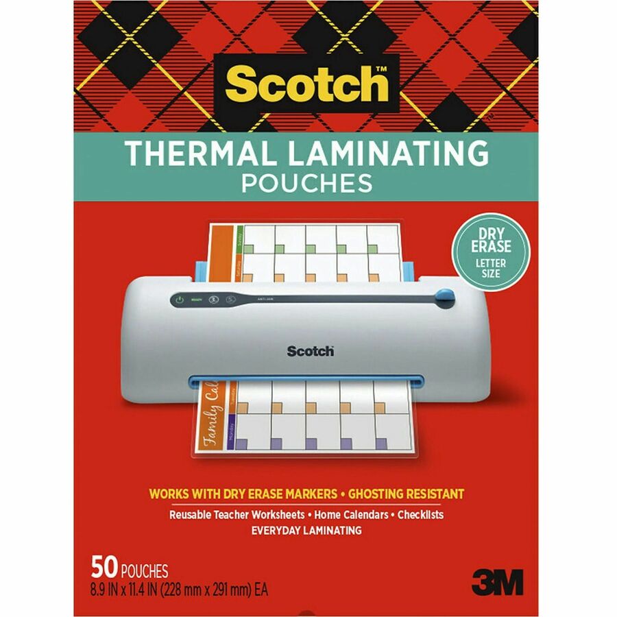 Scotch Laminating Pouch - Sheet Size Supported: Letter - Laminating Pouch/Sheet Size: 8.90" Width x 11.40" Length - for Document, Artwork, Sign, Flyer, Schedule, Certificate, Home, Office, Classroom, Paper - Photo-safe, Tear Proof, Spill Resistant - Cl...