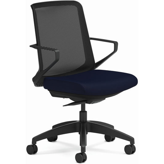 HON Cliq Chair - Navy Seat Color - Black Back Color - Mesh Back Material - Black Frame Color - Navy - Armrest - 1 Each