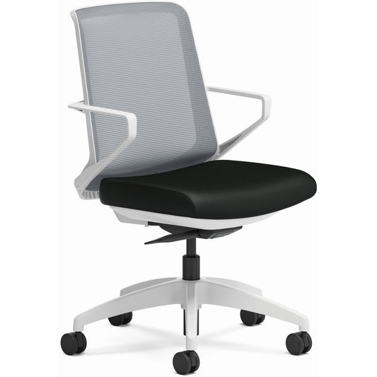 HON Cliq Chair - Black Seat Color - Fabric Seat Material - Fog Back Color - Mesh Back Material - Designer White Frame Color - Black - Armrest - 1 Each