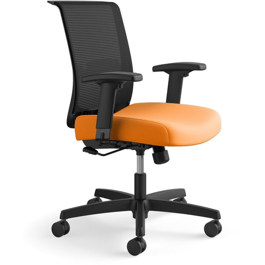 HON Convergence Chair - Apricot Seat Color - Fabric Seat Material - Black Back Color - Mesh Back Material - Black Frame Color - 5-star Base - Apricot - 1 Each