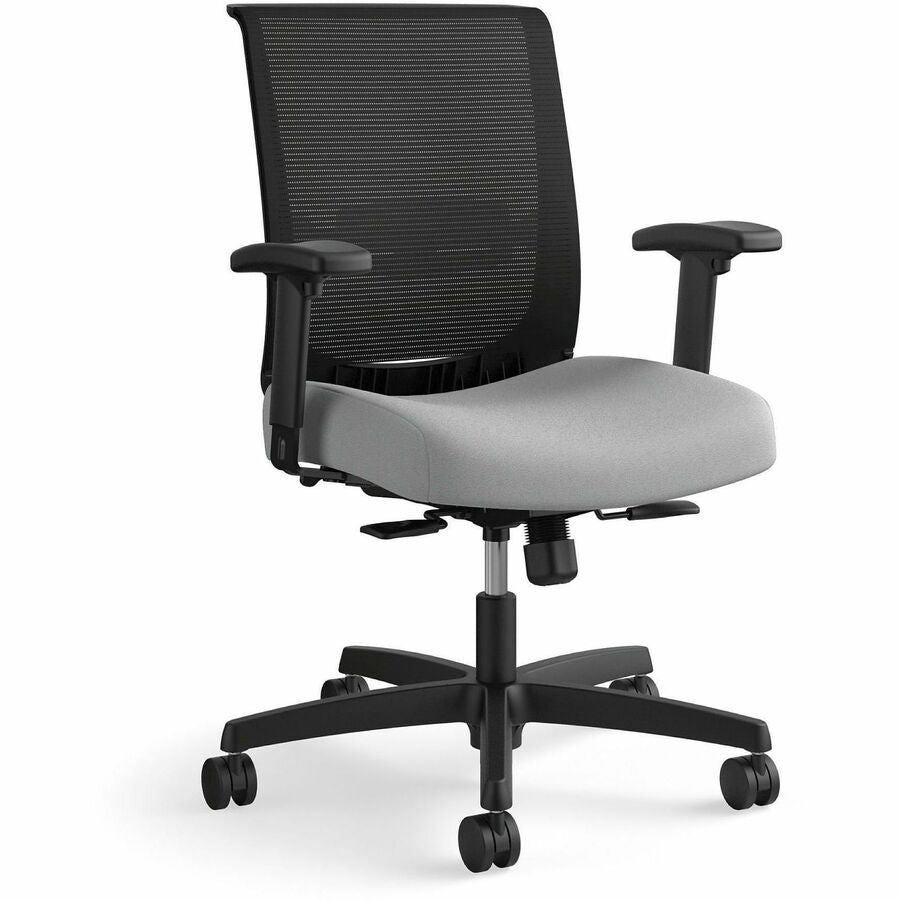 HON Convergence Chair - Black Seat Color - Vinyl, Fabric Seat Material - Black Back Color - Mesh Back Material - Black Frame Color - 5-star Base - Frost - 1 Each