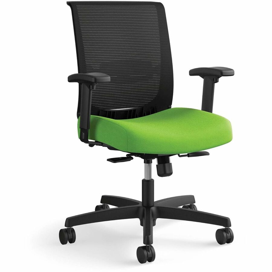 HON Convergence Chair - Pear Seat Color - Fabric Seat Material - Black Back Color - Mesh Back Material - Black Frame Color - 5-star Base - Pear - 1 Each