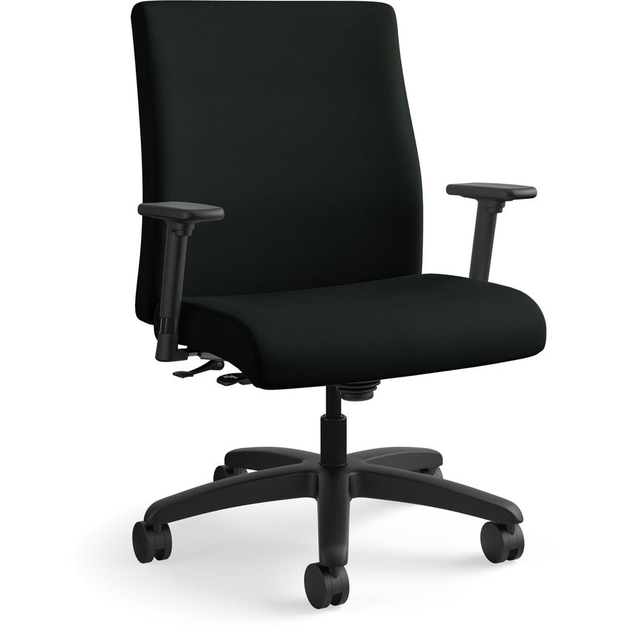 HON Ignition Chair - Black Seat Color - Vinyl Seat Material - Black Back Color - Fabric Back Material - Black Frame Color - Mid Back - Black - 1 Each