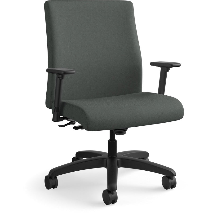 HON Ignition Chair - Iron Ore Seat Color - Fabric Back Material - Black Frame Color - Mid Back - Iron Ore - 1 Each