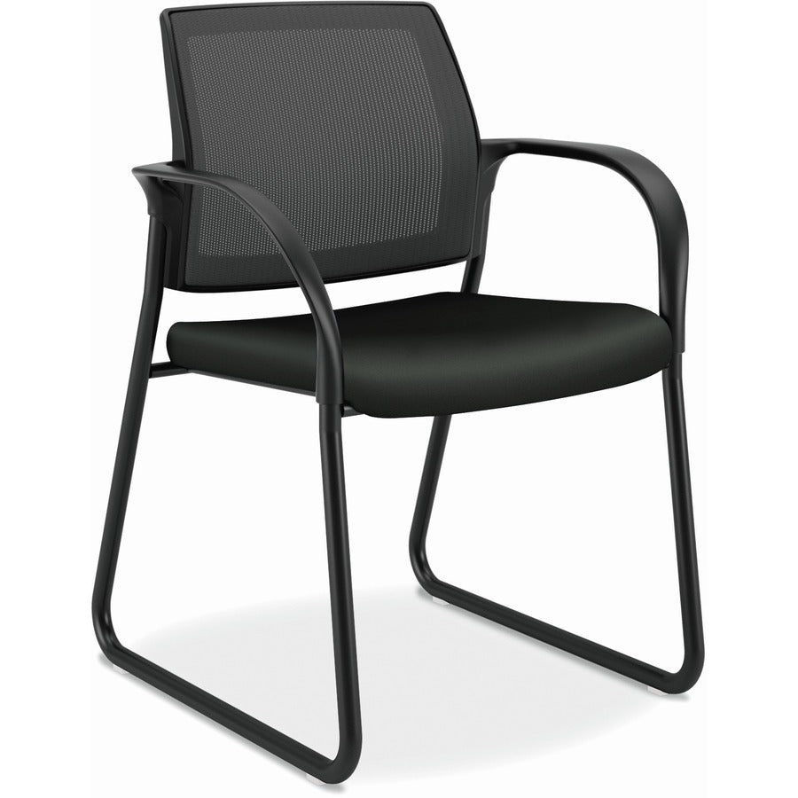 HON Ignition Chair - Black Seat Color - Vinyl Seat Material - Black Back Color - Mesh Back Material - Black Frame Color - Steel Frame Material - Sled Base - Black - Armrest - 1 Each
