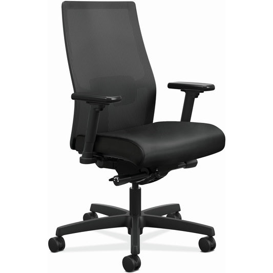 HON Ignition 2.0 Chair - Vinyl Seat Material - Black Back Color - Mesh Back Material - Black Frame Color - Black - 1 Each