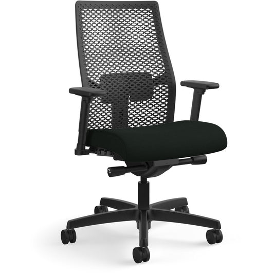 HON Ignition ReActiv Chair - Black Seat Color - Vinyl Seat Material - Black Back Color - Mesh Back Material - Black Frame Color - Mid Back - Black - 1 Each