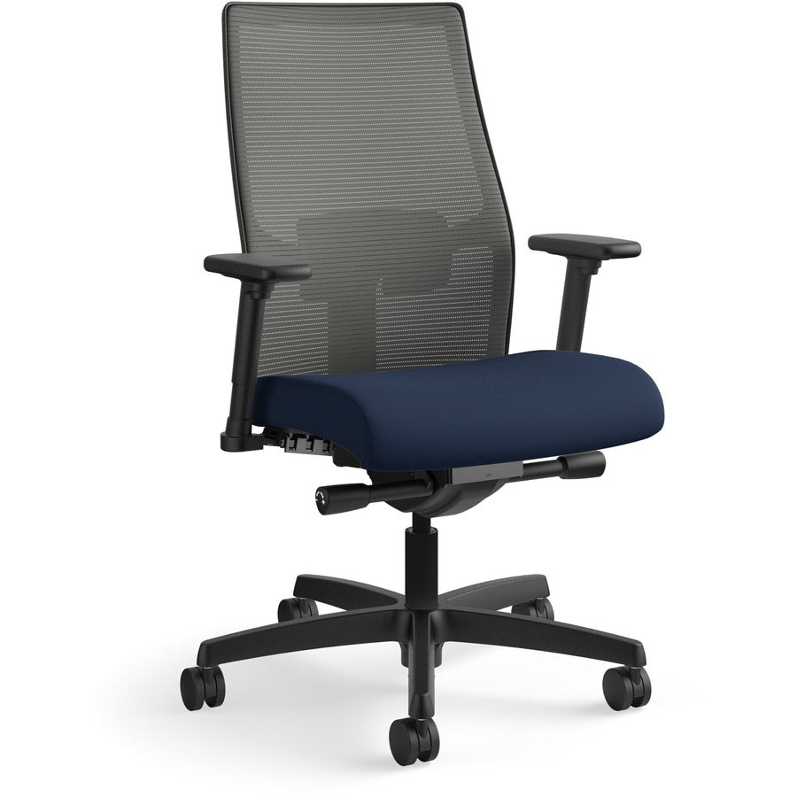 HON Ignition 2.0 Chair - Navy Seat Color - Fabric Seat Material - Charcoal Back Color - Mesh Back Material - Black Frame Color - Mid Back - Navy - 1 Each