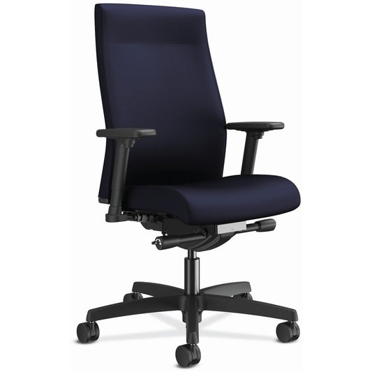 HON Ignition 2.0 Chair - Navy Seat Color - Navy Back Color - Fabric Back Material - Black Frame Color - Mid Back - Navy - 1 Each