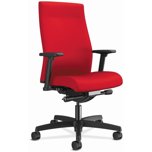 HON Ignition 2.0 Chair - Ruby Seat Color - Ruby Back Color - Fabric Back Material - Black Frame Color - Mid Back - Ruby - 1 Each
