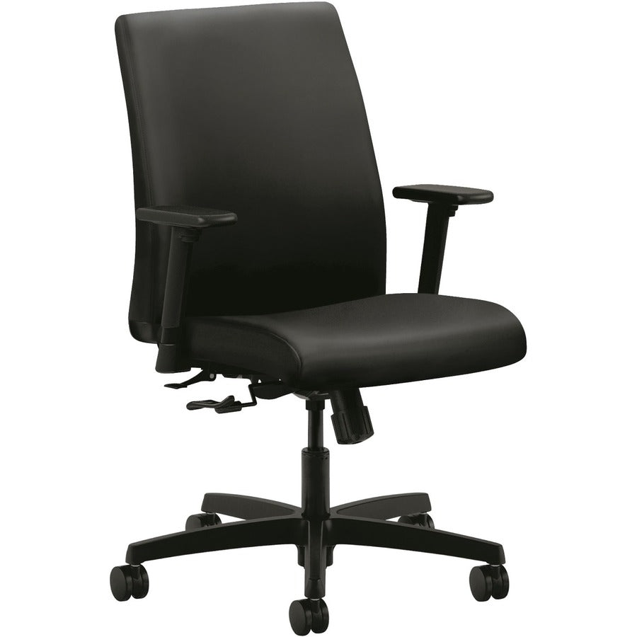 HON Ignition Chair - Black Seat Color - Vinyl Seat Material - Black Back Color - Fabric Back Material - Black Frame Color - Low Back - Black - 1 Each