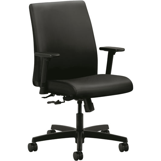 HON Ignition Chair - Black Seat Color - Vinyl Seat Material - Black Back Color - Fabric Back Material - Black Frame Color - Low Back - Black - 1 Each