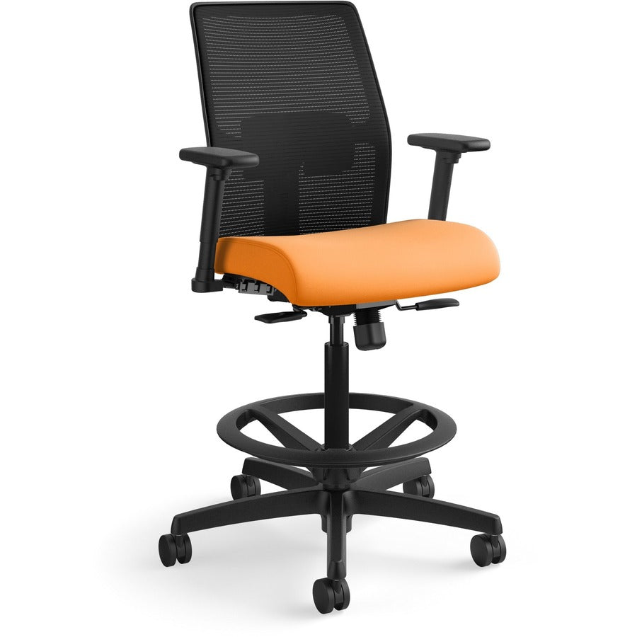 HON Ignition 2.0 Sitting Stool - Apricot Seat Color - Fabric Seat Material - Black Back Color - Mesh Back Material - Black Frame Color - Low Back - Apricot - 1 Each