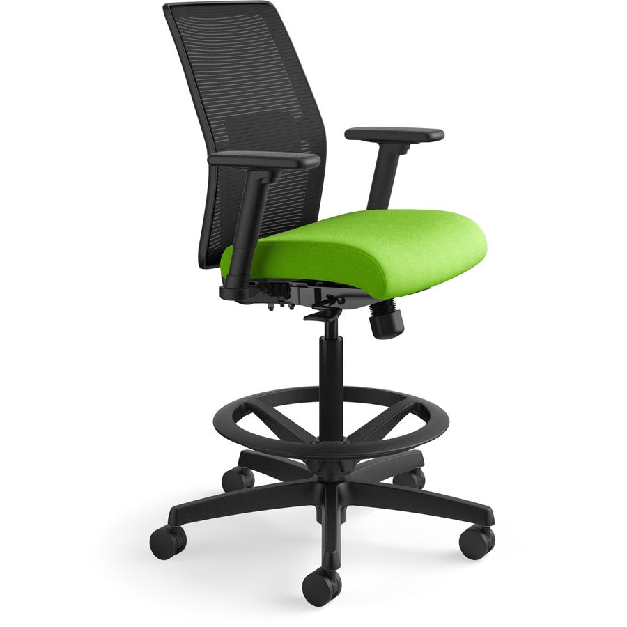 HON Ignition 2.0 Sitting Stool - Pear Seat Color - Fabric Seat Material - Black Back Color - Mesh Back Material - Black Frame Color - Low Back - Pear - 1 Each