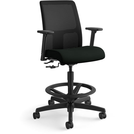 HON Ignition Sitting Stool - Black Seat Color - Vinyl Seat Material - Black Back Color - Mesh Back Material - Black Frame Color - Low Back - Black - 1 Each