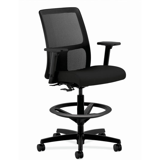 HON Ignition Sitting Stool - Black Seat Color - Fabric Seat Material - Black Back Color - Mesh Back Material - Black Frame Color - Low Back - Black - 1 Each