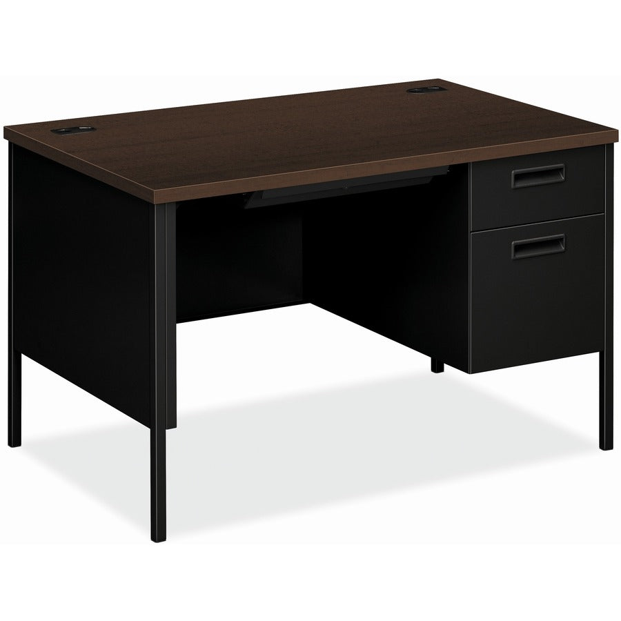 HON Metro Classic HP3251R Pedestal Desk - 29.5" Height x 48" Width x 30" Depth - Total Drawer(s): 5Right Side - Square Edge - Finish: Black - Removable Lock, Glide, Scratch Resistant, Spill Resistant, Stain Resistant, Liquid Resistant, Durable, Sturdy...