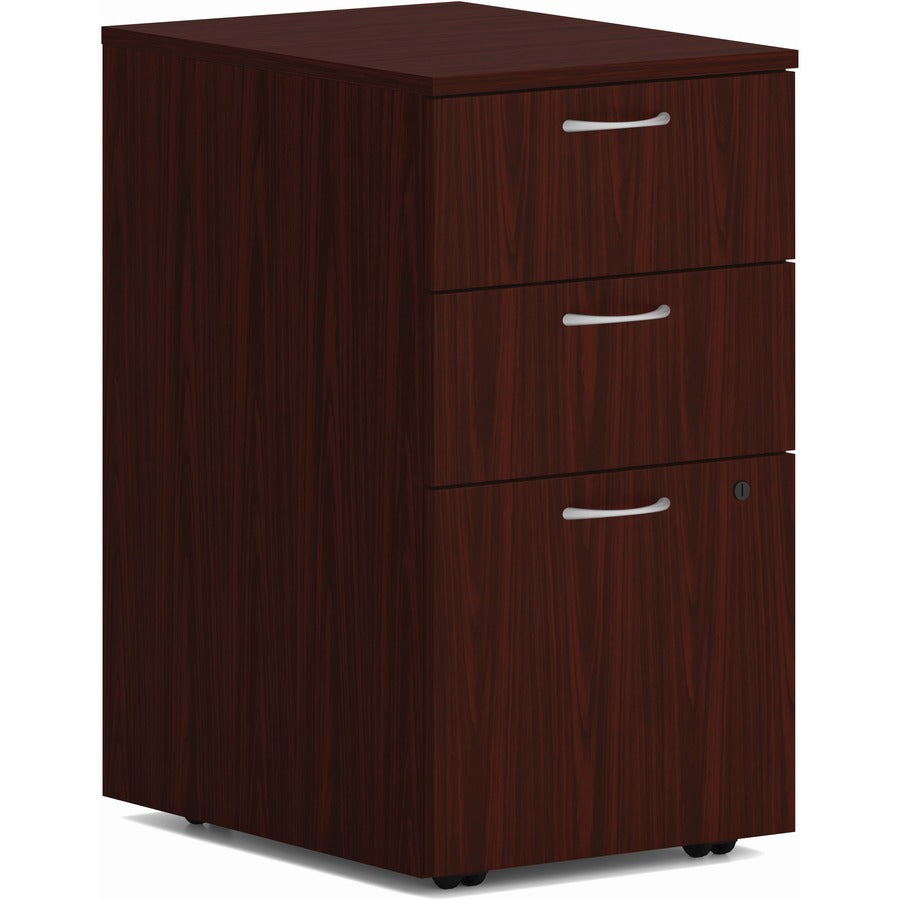 HON Mod HLPLPMBBF Pedestal - 28" Height x 15" Width x 20" Depth - Total Drawer(s): 3 - Finish: Traditional Mahogany - 1 Each