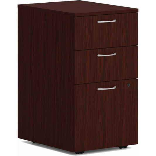 HON Mod HLPLPMBBF Pedestal - 28" Height x 15" Width x 20" Depth - Total Drawer(s): 3 - Finish: Traditional Mahogany - 1 Each