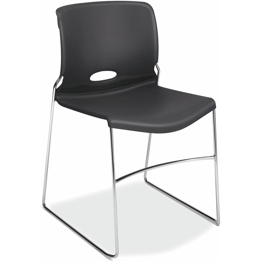 HON Olson Chair - Plastic Seat Material - Lava Back Color - Plastic Back Material - Chrome Frame Color - Steel Frame Material - Lava - Plastic - 4 / Carton