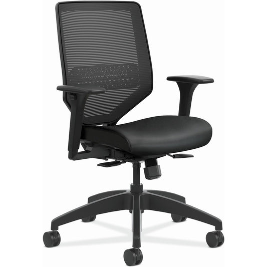 HON Solve Chair - Vinyl Seat Material - Black Back Color - Black Frame Color - Mid Back - Black - 1 Each