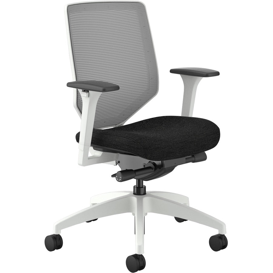 HON Solve Chair - Black Seat Color - Fabric Seat Material - Fog Back Color - Mesh Back Material - Designer White Frame Color - Mid Back - Black - 1 Each
