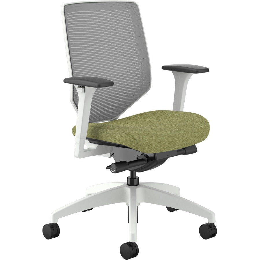 HON Solve Chair - Meadow Seat Color - Fabric Seat Material - Fog Back Color - Mesh Back Material - Designer White Frame Color - Mid Back - Meadow - 1 Each