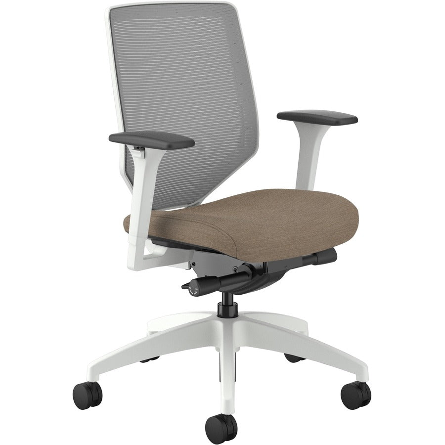 HON Solve Chair - Putty Seat Color - Fabric Seat Material - Fog Back Color - Mesh Back Material - Designer White Frame Color - Mid Back - Putty - 1 Each