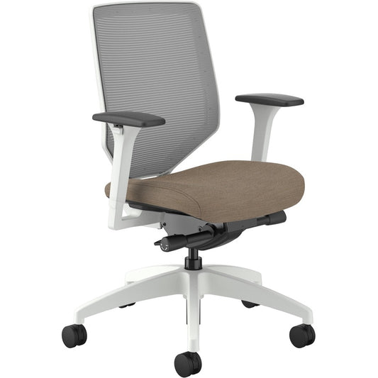 HON Solve Chair - Putty Seat Color - Fabric Seat Material - Fog Back Color - Mesh Back Material - Designer White Frame Color - Mid Back - Putty - 1 Each