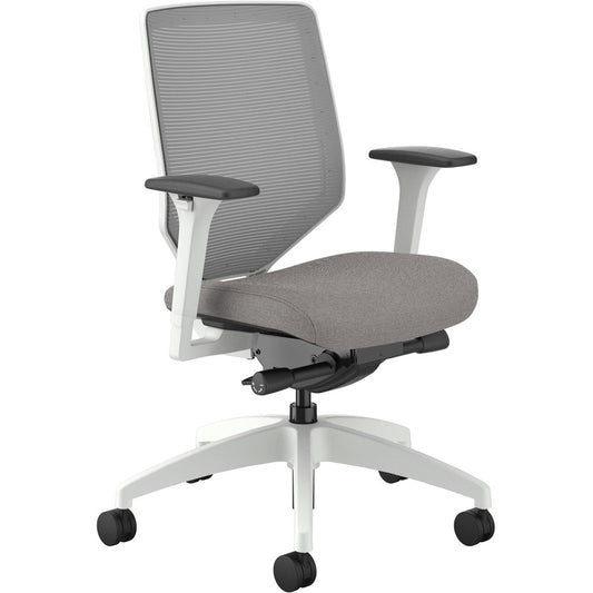 HON Solve Chair - Sterling Seat Color - Fabric Seat Material - Fog Back Color - Mesh Back Material - Designer White Frame Color - Mid Back - Sterling - 1 Each