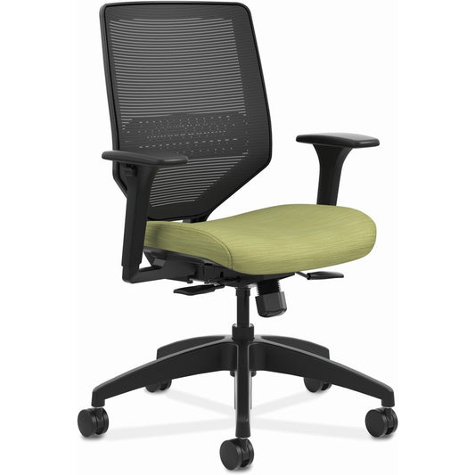 HON Solve Chair - Fabric Seat Material - Black Back Color - Mesh Back Material - Black Frame Color - Mid Back - Meadow - 1 Each